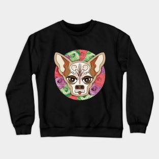 Chihuahua Puppy Dog with Flowers Crewneck Sweatshirt